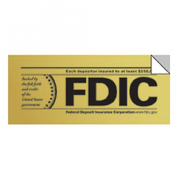 Image of item: 2 Sided FDIC Window Decal 7 x 3 Gold Black