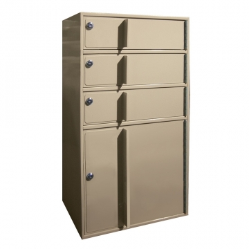 Image of item: Fenco Single width, (3) Teller Lockers over (1) Manager/Cash Locker 17"D
