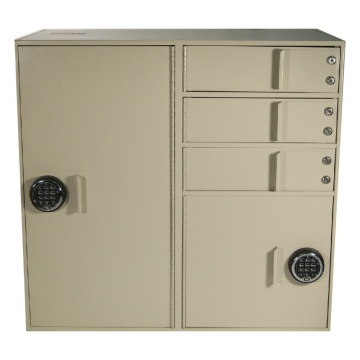 Image of item: Fenco Double width Multi-task Locker, (3) Teller Lockers and Cash Locker  17"D