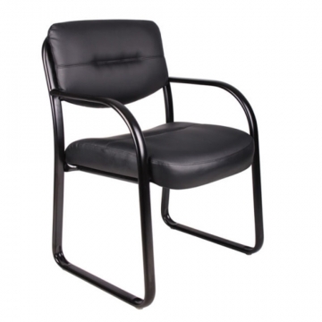 Image of item: Leather Sled Base Side Chair W/ Arms