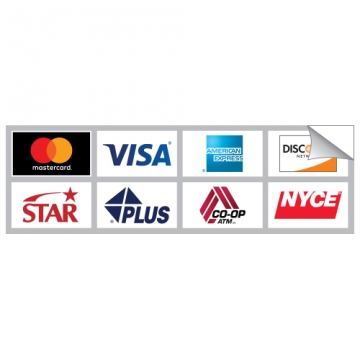Image of item: ATM Card Acceptance Vinyl Decal - 8 Logos - 2 Rows of 4