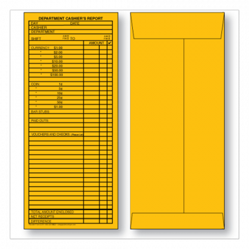 Image of item: Cashier's Report Envelope (4-1/2" x 10-3/8") - QTY/500