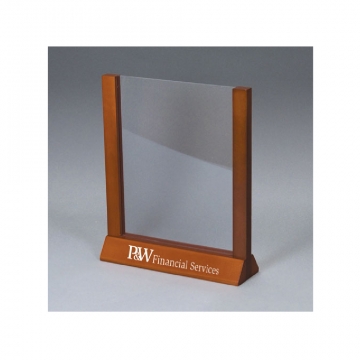 Image of item: Hardwood Countertop Sign Holder - 8.5w x 11h [triangle base]