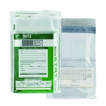 Image of item: Bank Deposit Bag with Pouch 9W x 12H White, Cash Bag with External Pocket - 500/CTN