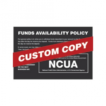 Image of item: Funds Availability (Custom Copy) Wall sign with NCUA logo