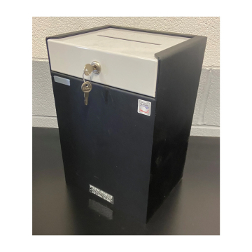 Image of item: Classic top loading, slide off lid drop box with security cam lock. 14-1/2"h x 10"w x 8"d