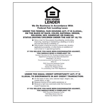 Image of item: Equal Housing Lender - FDIC Banks - Digital Print