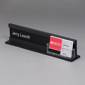 Image of item: Matte Black Name Holder with Business Card Pocket