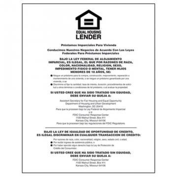 Image of item: Equal Housing Lender - FDIC Banks (Spanish) - White Acrylic