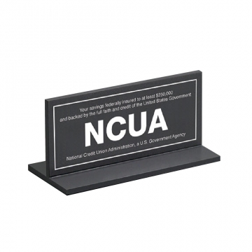 Image of item: Non-Glare NCUA T-Stand Counter Sign - 7W x 3H