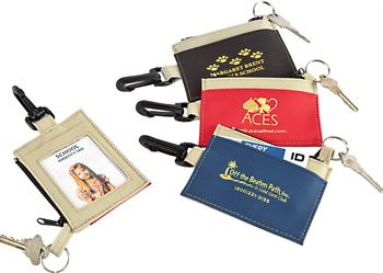 Image of item: Two Toned Mini Zipper Coin Purse with ID Clip