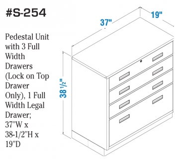 Image of item: Fenco Silverline Pedestal Unit with 3 Full Width Drawers