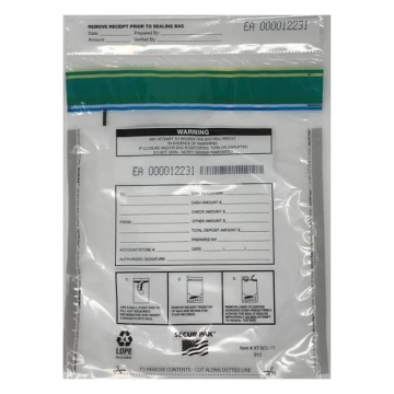 Image of item: 9W x 12H - Tamper Evident Cash Deposit Bags with XT Void Tape												 - Clear 500/Case