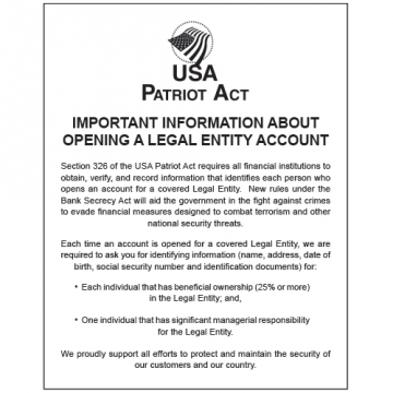 Image of item: Partriot Act 2018 - Beneficial Owners - 11W x 14H White Acrylic