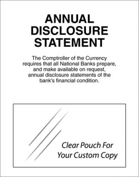 Image of item: Annual Disclosure Statement - Comptroller of Currency - White Acrylic