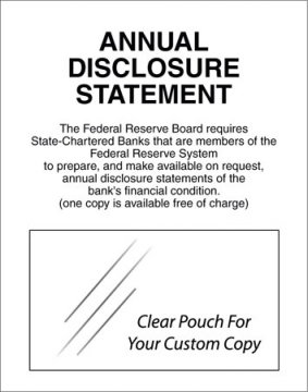 Image of item: Annual Disclosure Statement - FDIC Banks (Federal Reserve) - White Acrylic