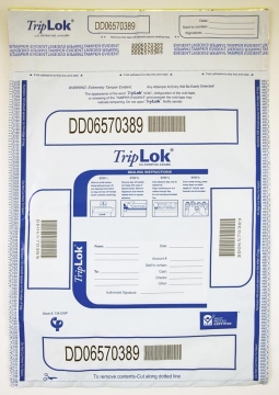 Image of item: 12W x 16H , TripLok Tamper-Evident Currency Bags w/Pocket White - 500/CTN
