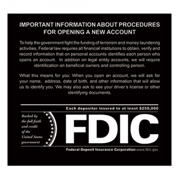 Image of item: Wall Acrylic Sign - Patriot Act with FDIC