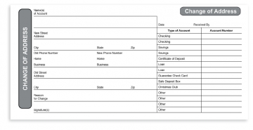 Image of item: Change of Address Single Part Padded in 100's on Left
