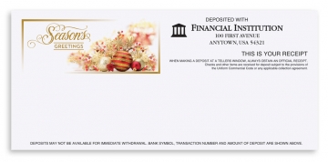 Image of item: Holiday Teller Receipts - Red and Gold Ornaments Season's Greetings