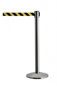 Image of item: Crowd Contol Stanchions Stainless Steel Post with Chevron Stripe Belt