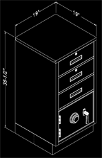 Image of item: Fenco Silverline Teller Pedestal with 3 Box Drawers