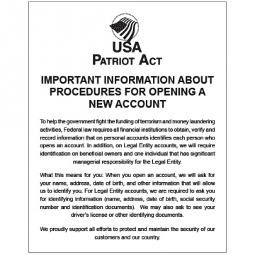 Image of item: Partriot Act Personal-Bus Accounts - 11W x 14H Premium Paper