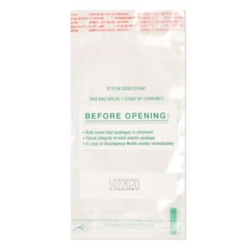 Image of item: One Strap / 100 Note Currency Strap Bags  - 4.5W x 7.5H - 1000/CTN