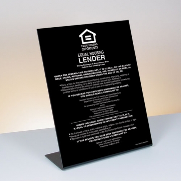 Image of item: Equal Housing Lender Credit Unions Bent Acrylic
