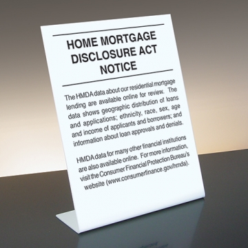 Image of item: 11W x 14H - Home Mortgage Disclosure Bent Sign - White Acrylic