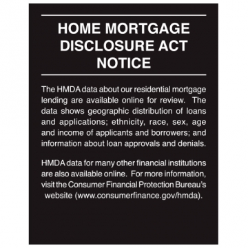 Image of item: 2018 Home Mortgage Disclosure Sign - 11W x 14H Black Acrylic