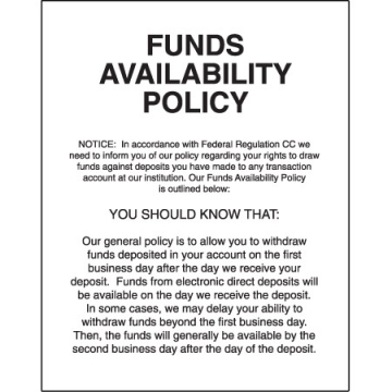 Image of item: Funds Availability Policy - 2nd Day