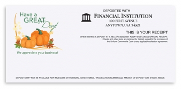 Image of item: Have a Great Day! - Thanksgiving Pumpkins Teller Receipt