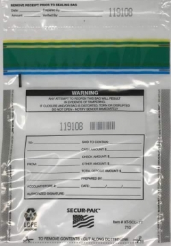 Image of item: 7W x 10H - Tamper Evident Cash Deposit Bags with XT Void Tape												 - Clear 500/Case