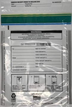 Image of item: 10W x 14H - Tamper Evident Cash Deposit Bags with XT Void Tape												 - Clear 500/Case