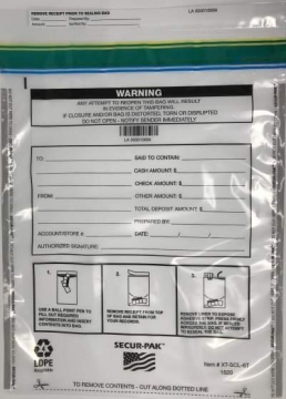 Image of item: 15W x 20H - Tamper Evident Cash Deposit Bags with XT Void Tape												 - Clear 200/Case