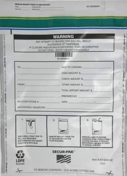 Image of item: 15W x 20H - Bank Deposit Bags with XT Void Tape - White												 - Opaque 200/Case