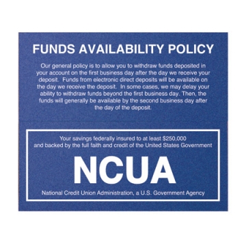 Image of item: Magnetic Wall Funds Availability Sign with NCUA
