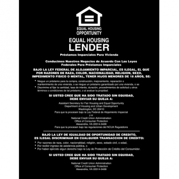 Image of item: Equal Housing Lender Credit Unions SPANISH