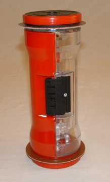 Image of item: Pneumatic Tube Hour Glass Carrier, Half Colored Red 4.5"