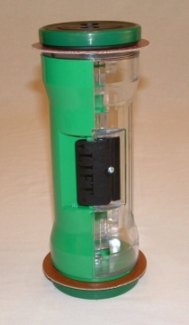 Image of item: Pneumatic Tube Hour Glass Carrier, Half Colored Green 4.5"