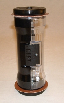 Image of item: Pneumatic Tube Hour Glass Carrier, Half Colored Black 4.5"
