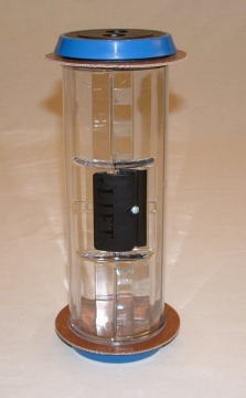 Image of item: Pneumatic Tube Straight Body Carrier - 4.5" Clear, Blue Ends