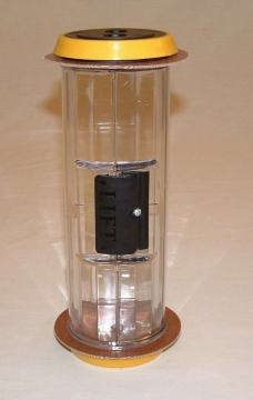 Image of item: Pneumatic Tube Straight Body Carrier Clear, Yellow Ends 4.5"
