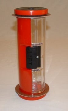 Image of item: Pneumatic Tube Straight Body Carrier, Half Colored Red 4.5"
